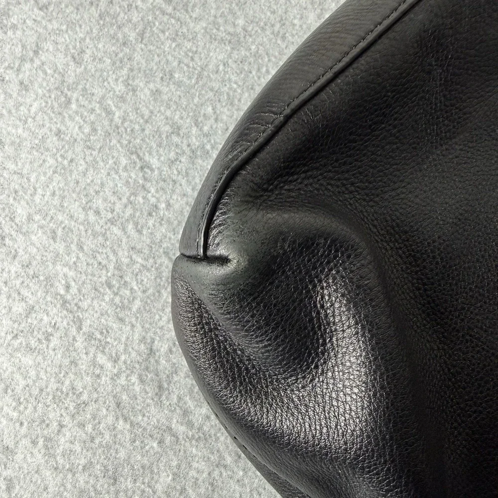 Tory‎ Burch Frida Black Pebbled Leather Hobo Bag Purse Top Handle Tote Classic